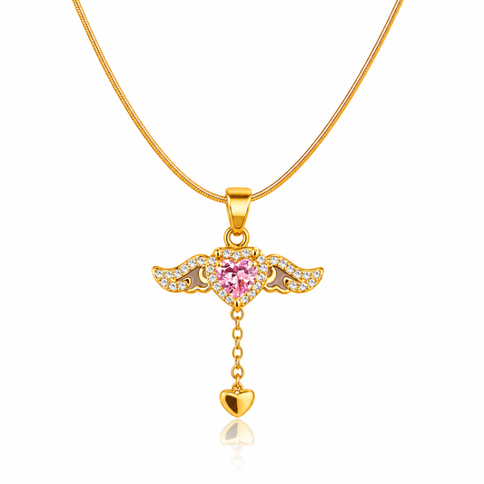 Collar Corazón Alas de Ángel Dorado